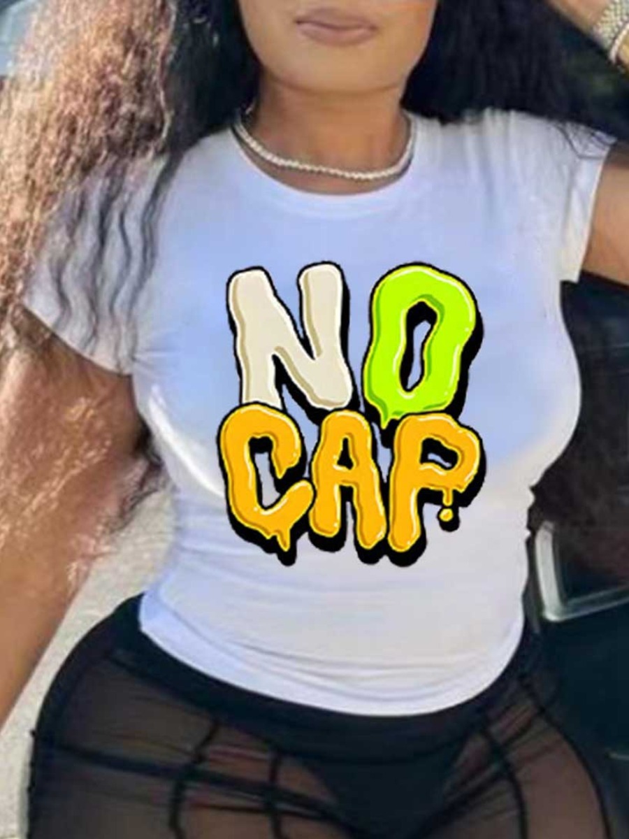 LW Plus Size No Cap Letter Print T-shirt