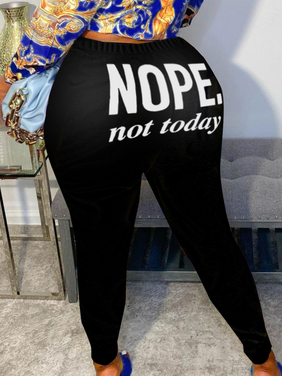LW Plus Size Nope Not Today Letter Print Leggings