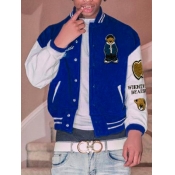 LW Men Figure Letter Print Varsity Jacket