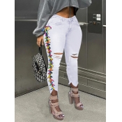 LW Low Waist Split Bandage Design Jeans
