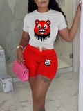 LW Cartoon Print Regular Fit Stretchy Shorts Set