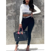 LW Crop Top Letter Print Pants Set