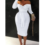 LW SXY Plus Size Off The Shoulder Ruched Bodycon D