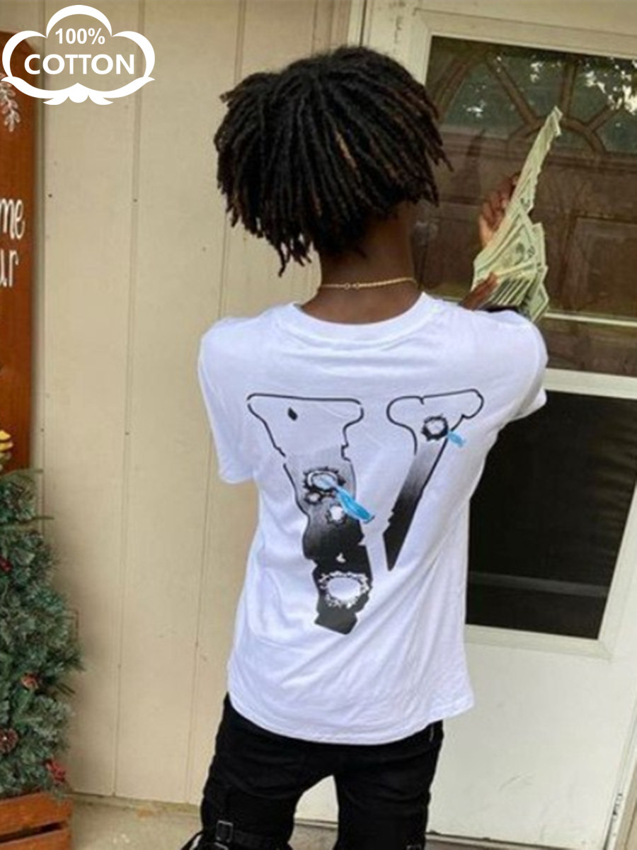 LovelyWholesale Men Cotton Gradient Letter Print T-shirt Summer Short Sleeve Casual Round Neck Spring Summer 2024