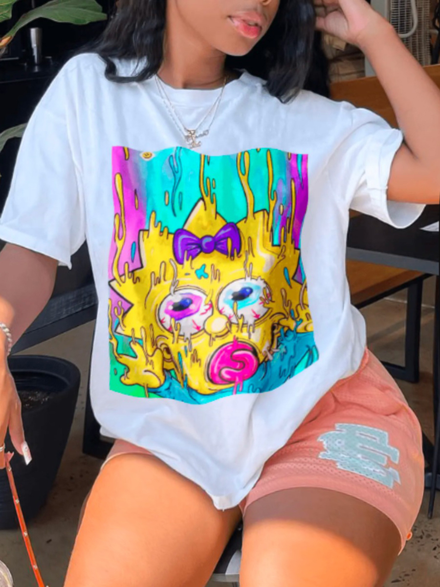 LW Plus Size Tie Dye Cartoon Print T-shirt