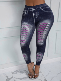 LW High Waist Imitation Denim Skinny Pants