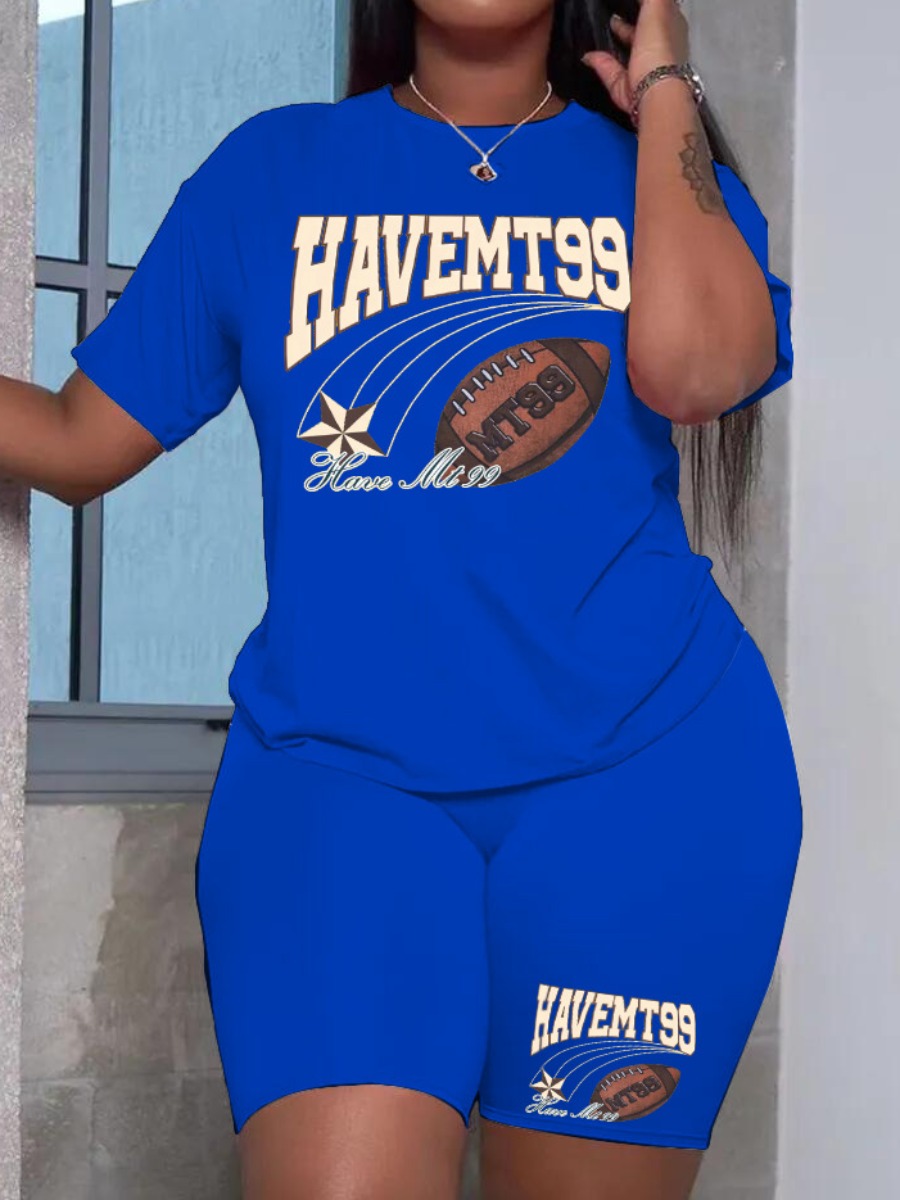 LW Plus Size Ball Letter Print Shorts Set