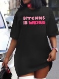 LW Plus Size Dropped Shoulder Letter Print T-shirt Dress