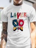 LW Men Cartoon Lover Letter Print T-shirt