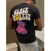 LW Men Cotton Cartoon Letter Print T-shirt
