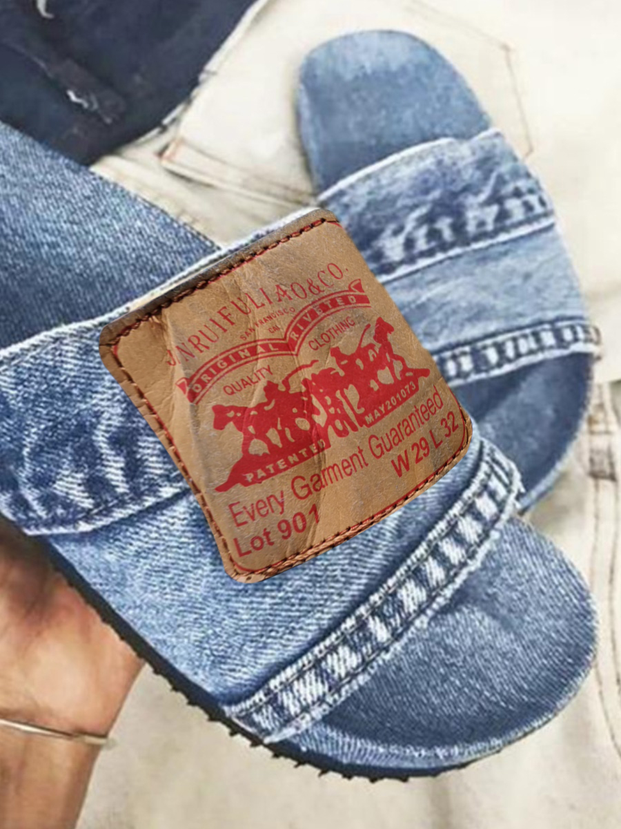 LW Round Toe Denim Slides