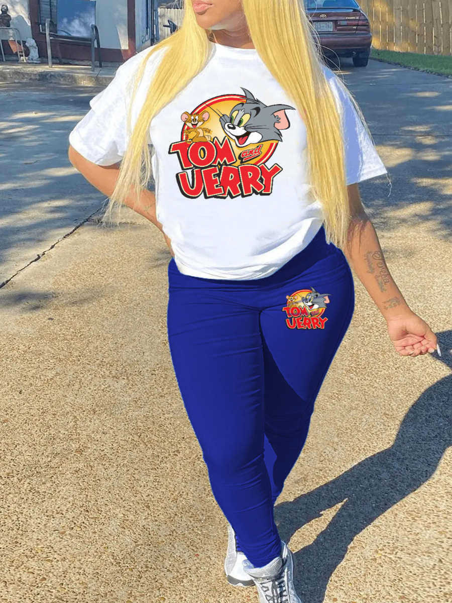 LW Plus Size Cartoon Letter Print Pants Set