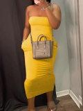LW SXY Plus Size Off The Shoulder Pocket Design Bodycon Dress