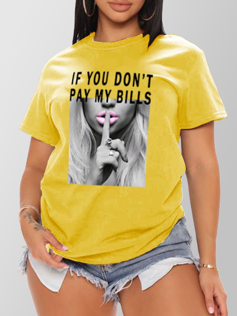 LW Cotton Feel Figure Letter Print T-shirt