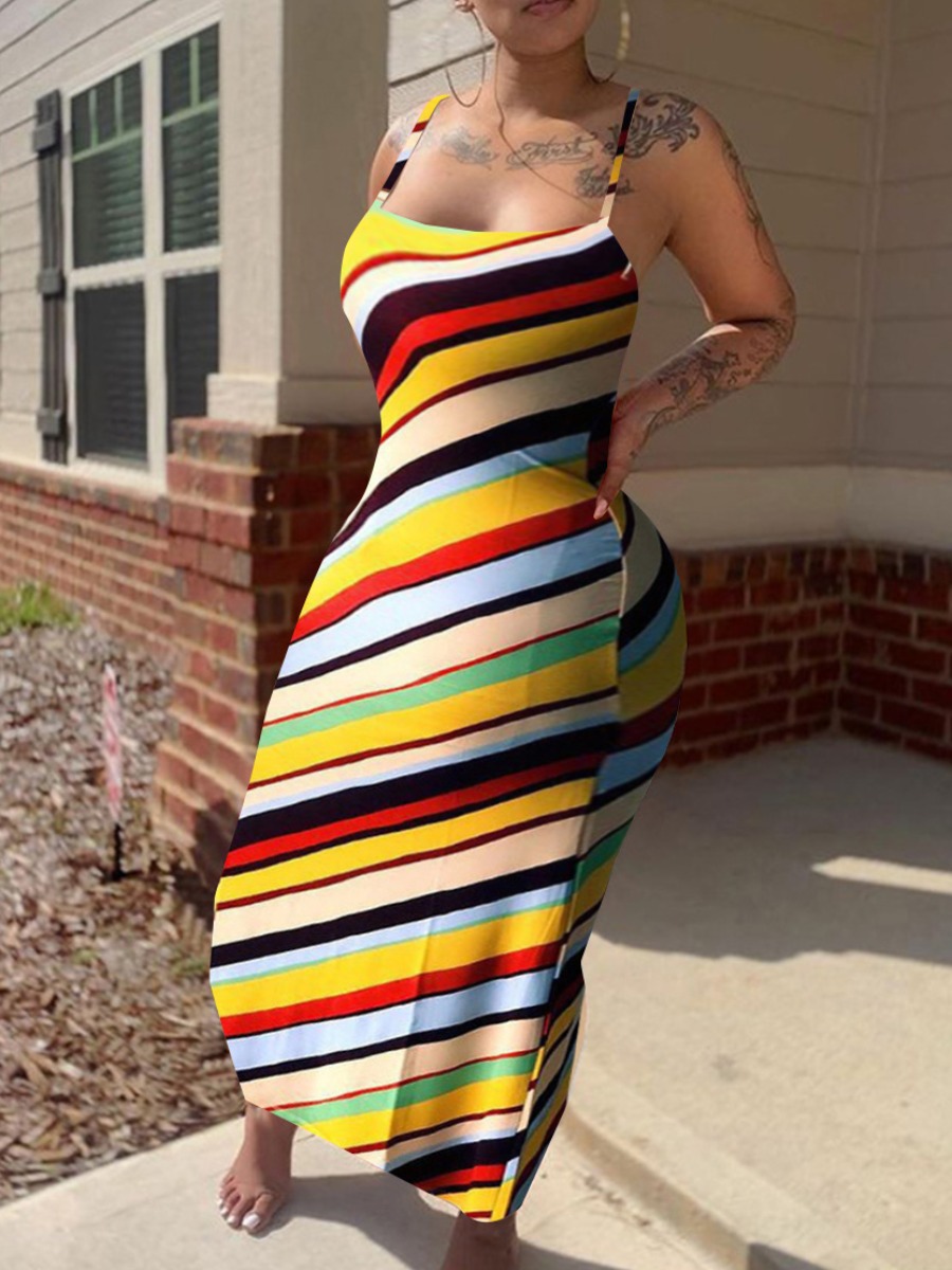LW Striped Bodycon Cami Dress