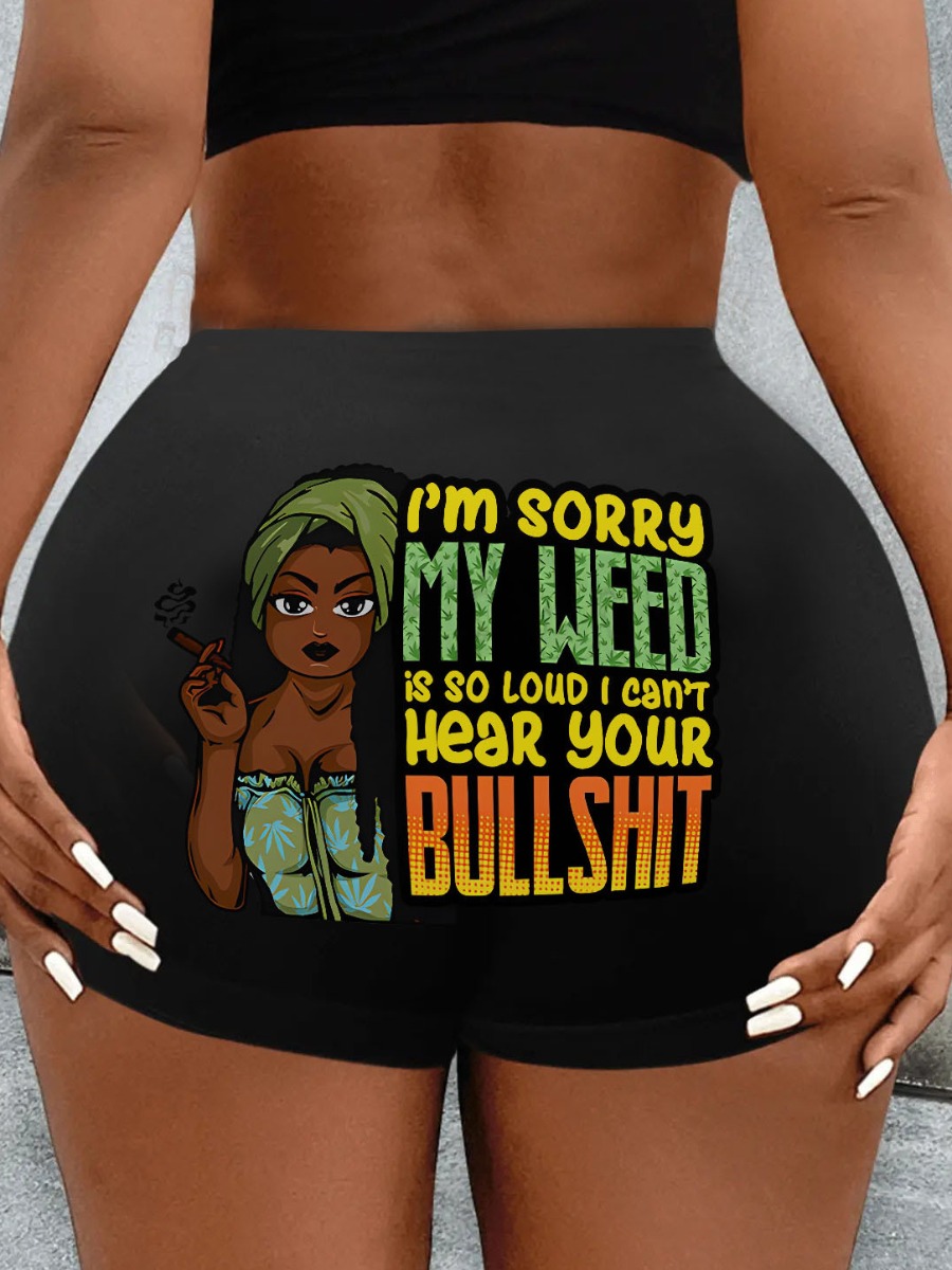 LW Gradient Figure Letter Print Shorts