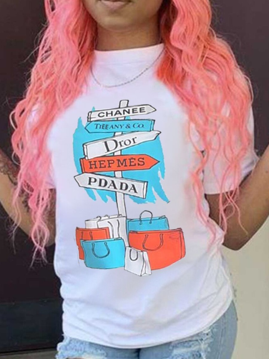 LW Geometric Letter Print T-shirt