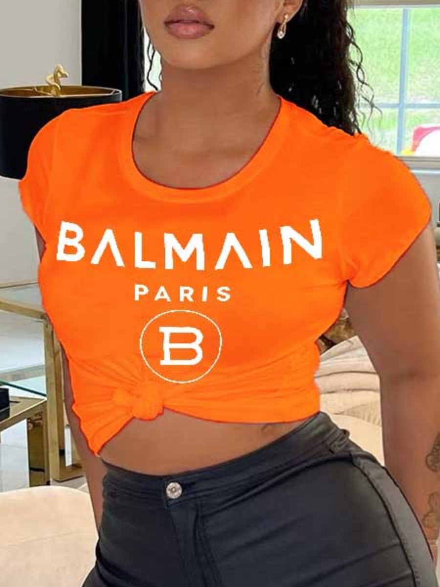 LW Plus Size Letter Print Skinny T-shirt