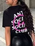 LW Anti Social Social Club Letter Print T-shirt