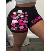 LW Mid Waist Heart Letter Print Shorts