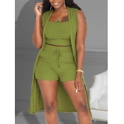 LW Plus Size Rib Knit Drawstring Three Piece Short