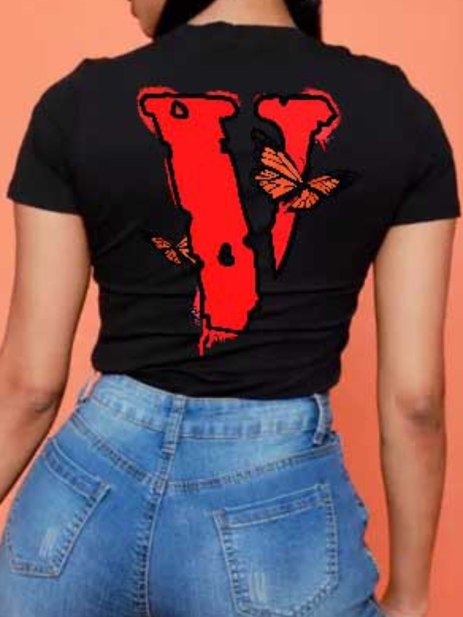 LW Butterfly Letter Print T-shirt