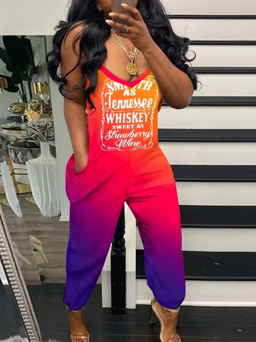 LW Gradient Letter Print Cami Jumpsuit
