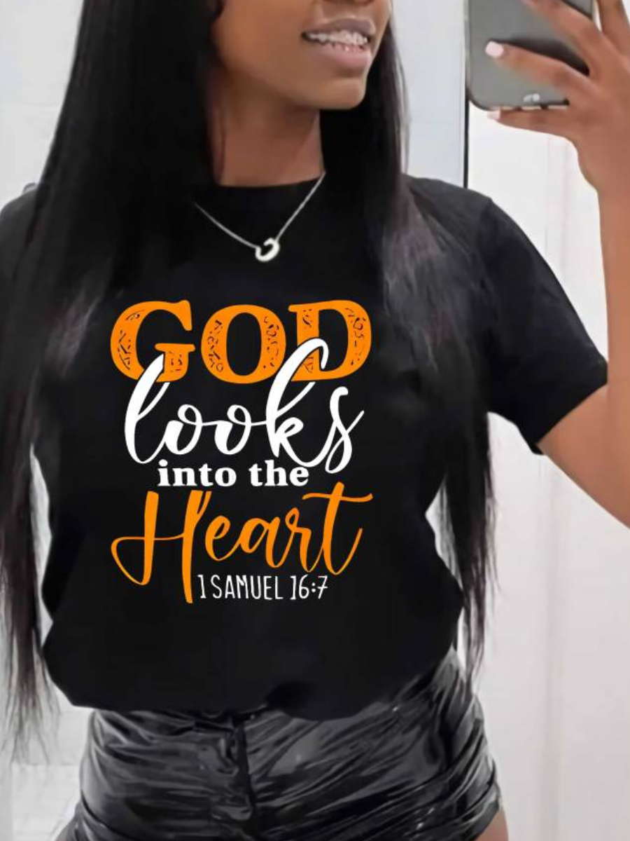 LW Heart Letter Print T-shirt