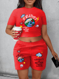 LW Plus Size Crop Top Loyalty Is Better Than Love Print Shorts Set