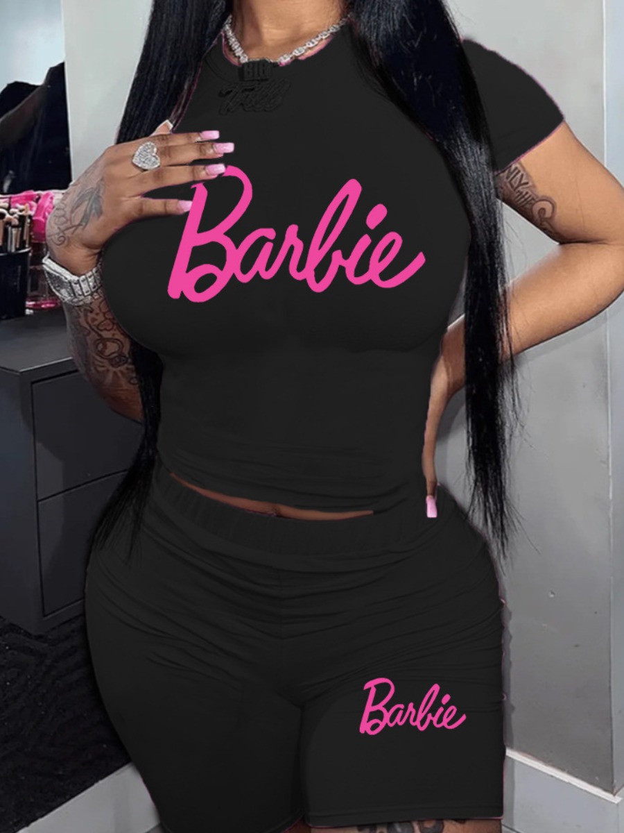 LW Barbie Letter Print Shorts Set