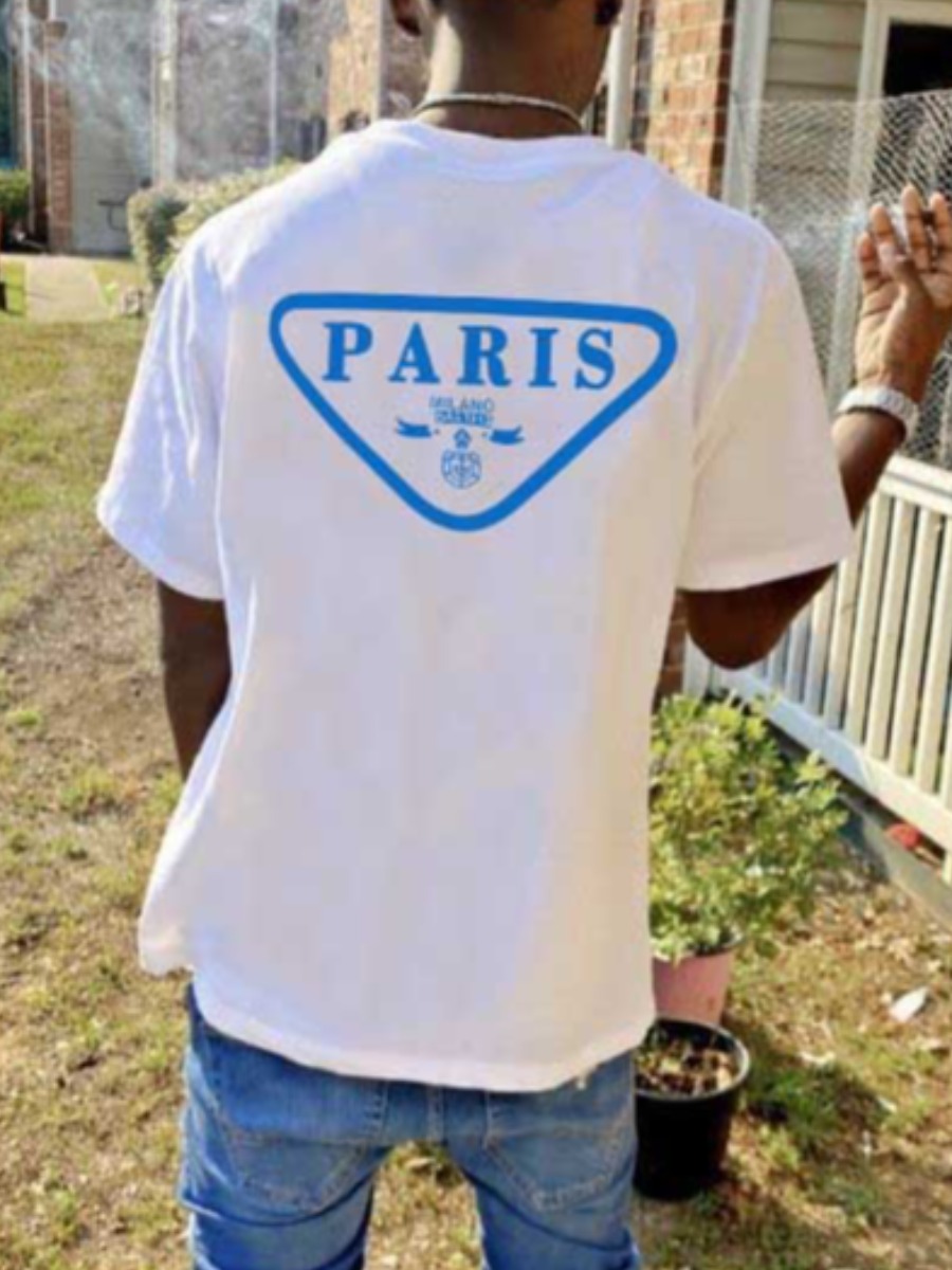 LW Men Letter Regular Milk Fiber T-shirt