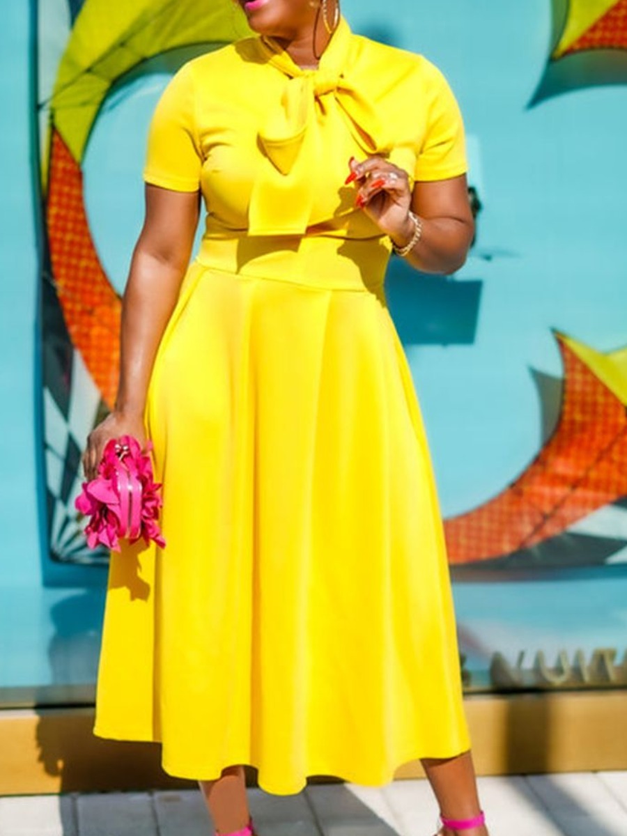 LW Tie Neck A Line Dress