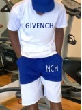 LW Men Letter Print Drawstring Shorts Set