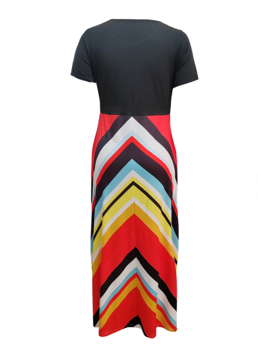 LW BASICS Striped Patchwork A Line Dress