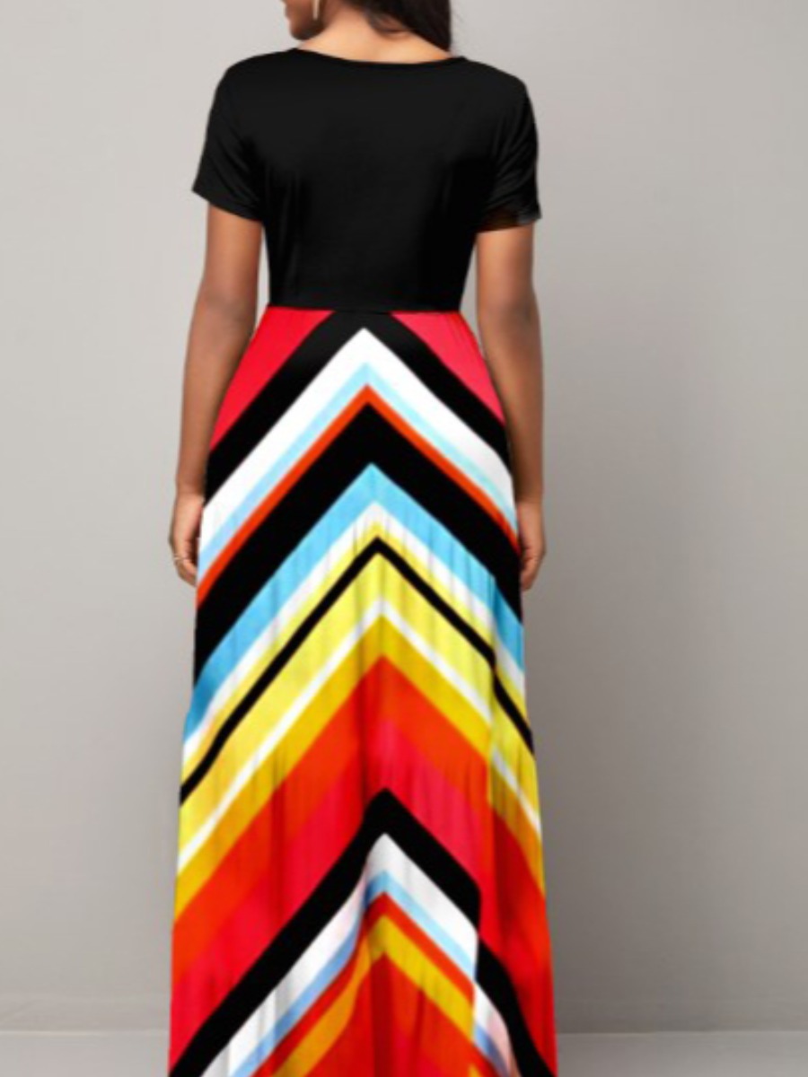 LW BASICS Striped Patchwork A Line Dress