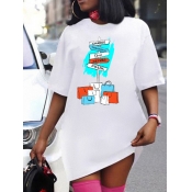 LW Letter Print Patchwork T-shirt Dress
