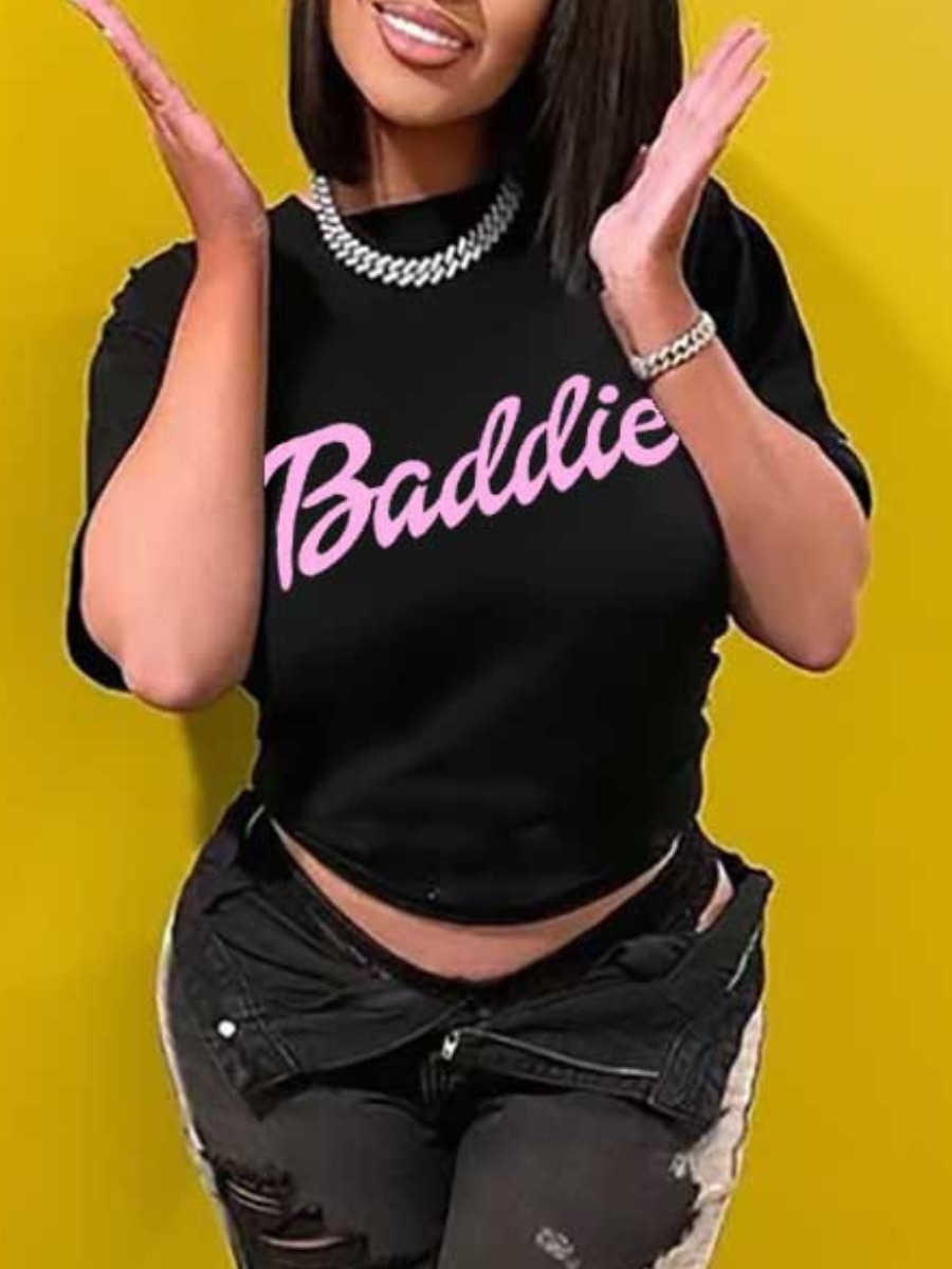 LW Baddie Letter Print T-shirt