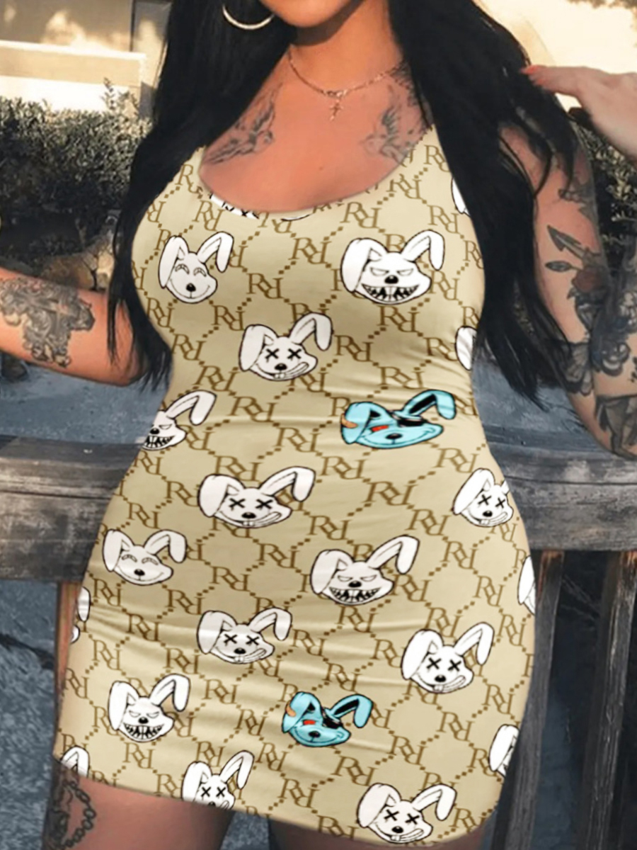 LW SXY Plus Size Cartoon Print Bodycon Dress