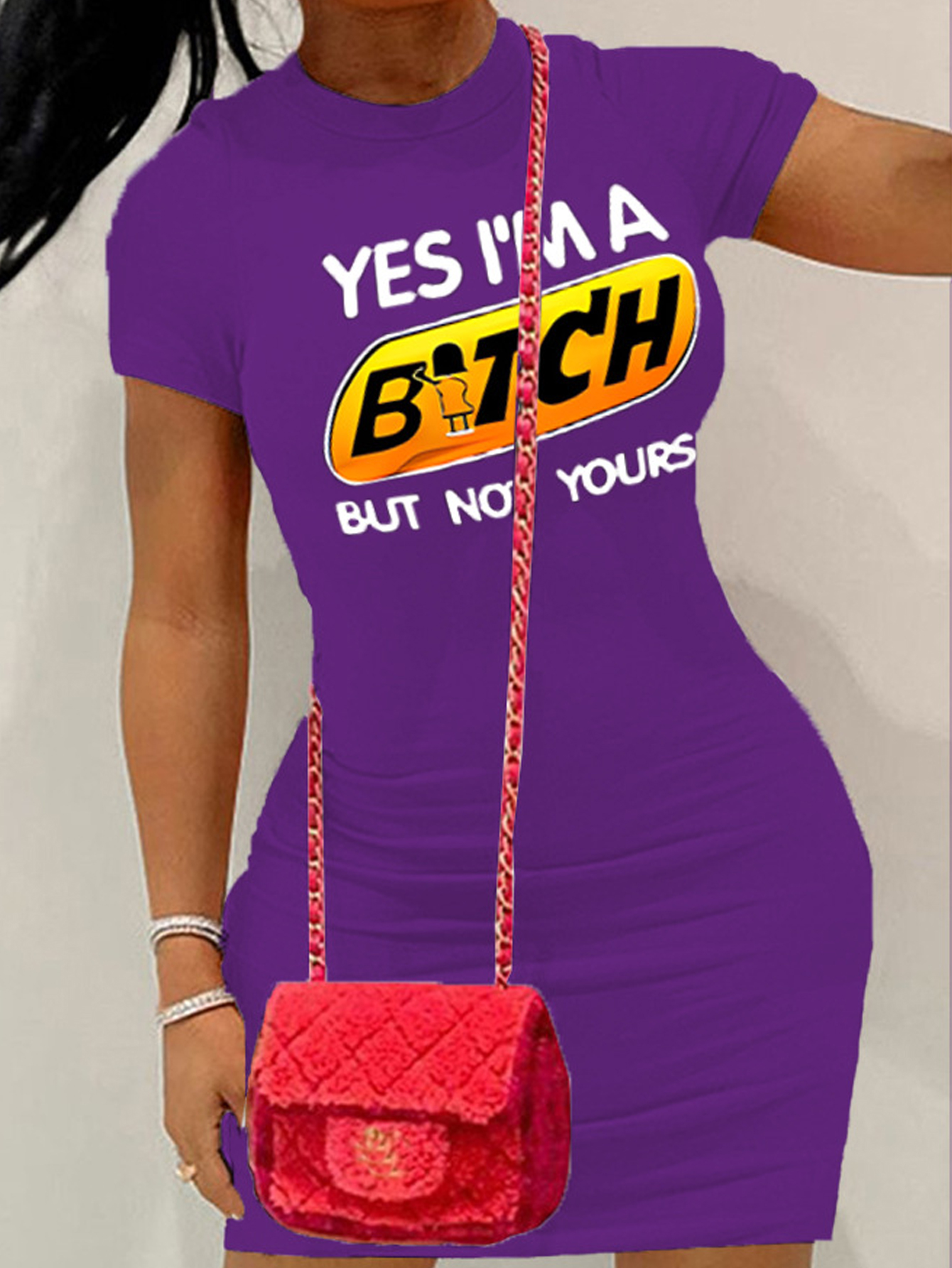 LW Plus Size Letter Print Bodycon Dress Sale LovelyWholesale