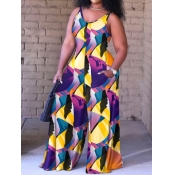 LW Plus Size Mixed Print Wide Leg Pocket Design Ju