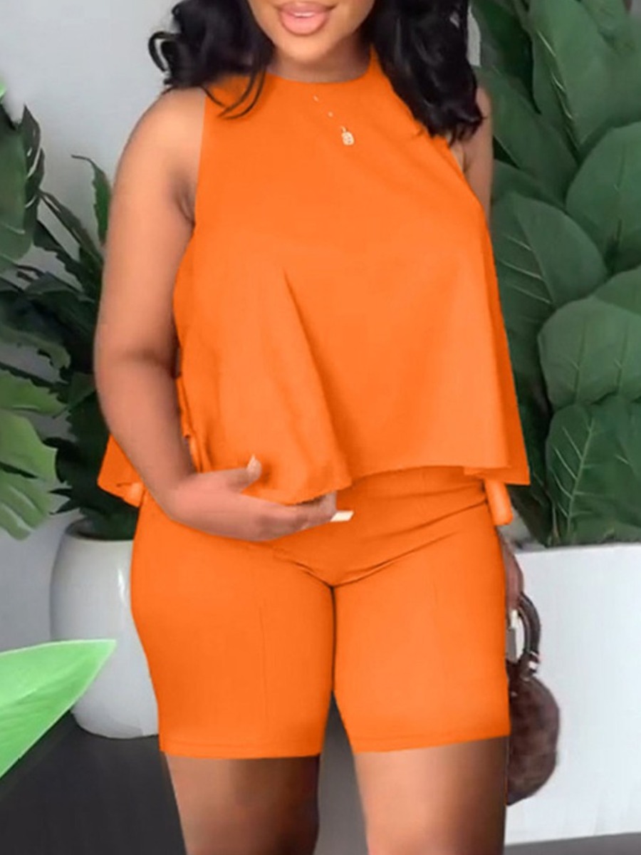 LW Plus Size Round Neck Solid Color Regular Fit Sh