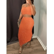 LW SXY Crop Top Waffle Knit Skirt Set