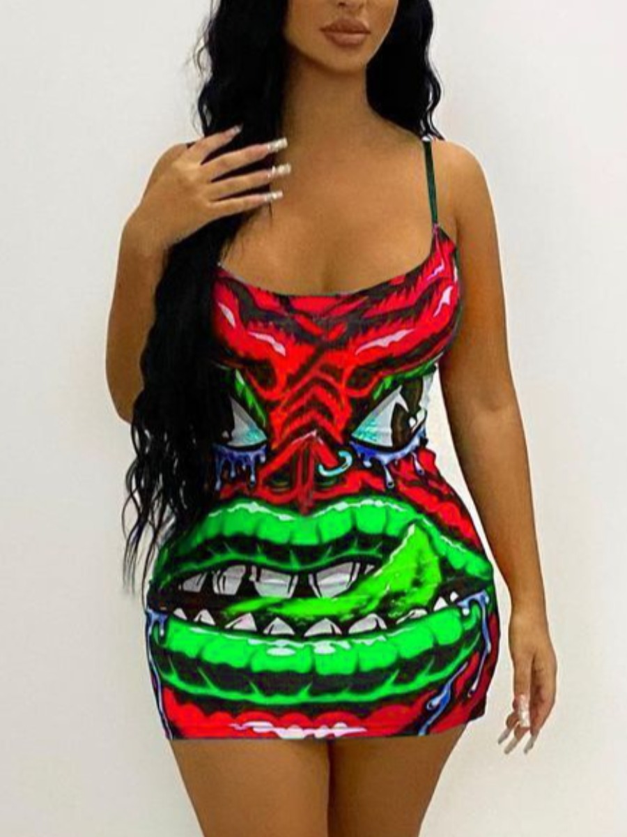 LW Cartoon Mixed Print Cami Dress