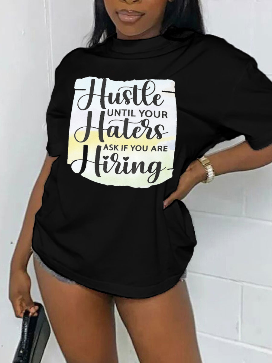 LW Tie-dye Hustle Letter Print T-shirt