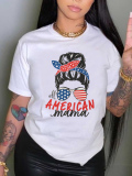 LW BASICS Plus Size American Flag Figure Letter Print T-shirt