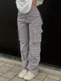 LW COTTON Pocket Design Solid Color Pants