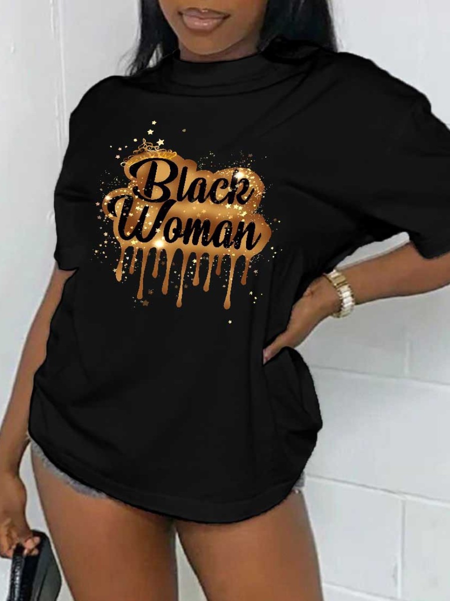LW Plus Size Letter Print Regular T-shirt
