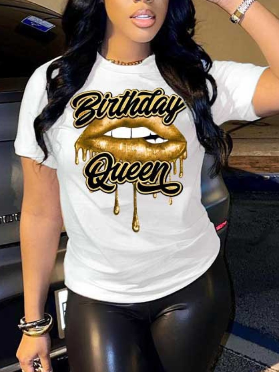 LW Plus Size Lip Queen Letter Print T-shirt