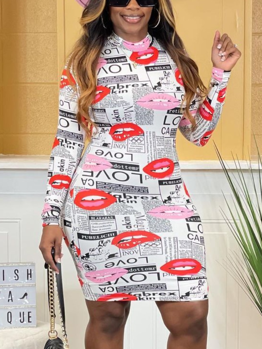 LW None Lip Print Mini Dress