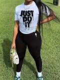 LW COTTON Just Do It Letter Print Pants Set